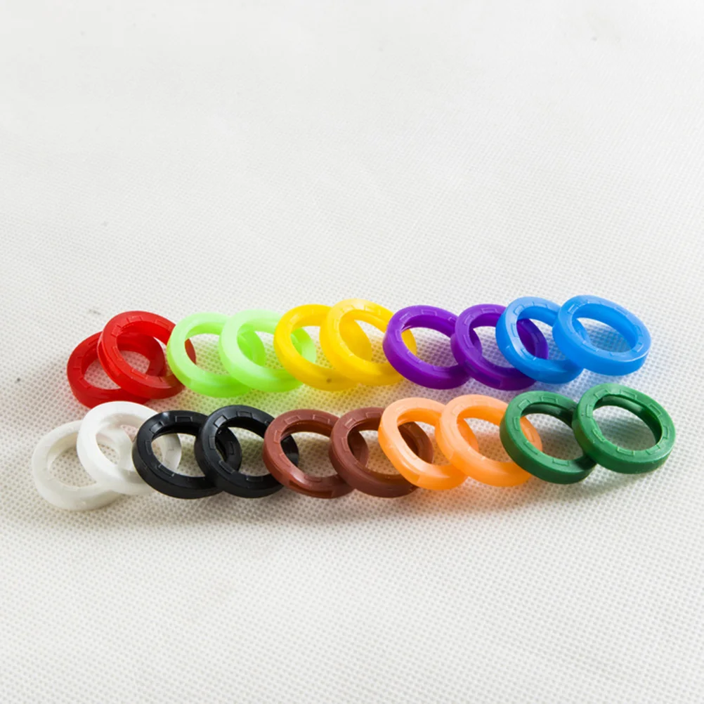 

64pcs Bright Colorful Silicone Key Caps Elastic Key Sleeve Tags Identifiers Waterproof Dustproof Keychains Color Coding Rings