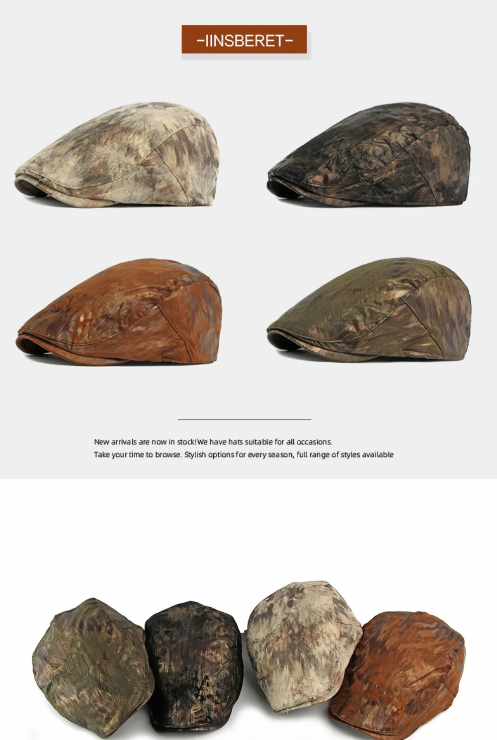 HT5105 Herren- und Damen-Baskenmützen Vintage Künstler-Malermütze Verstellbare Ivy-Flatcap Unisex Neue Frühling-Herbst-Baskenmütze – Detail 2