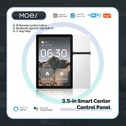 MOES Tuya WiFi 3.5-inch Smart Control Panel Screen 3 Relays 3 Physical Buttons IR Remote Control Bluetooth Sigmesh Hub Built-in