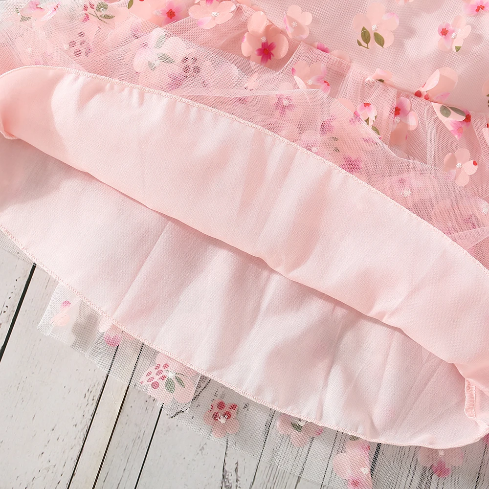 (0-3 Years Old) Summer Baby Girl Wearing Petal Suspender Princess Dress, Girl Mesh Birthday Party Dress