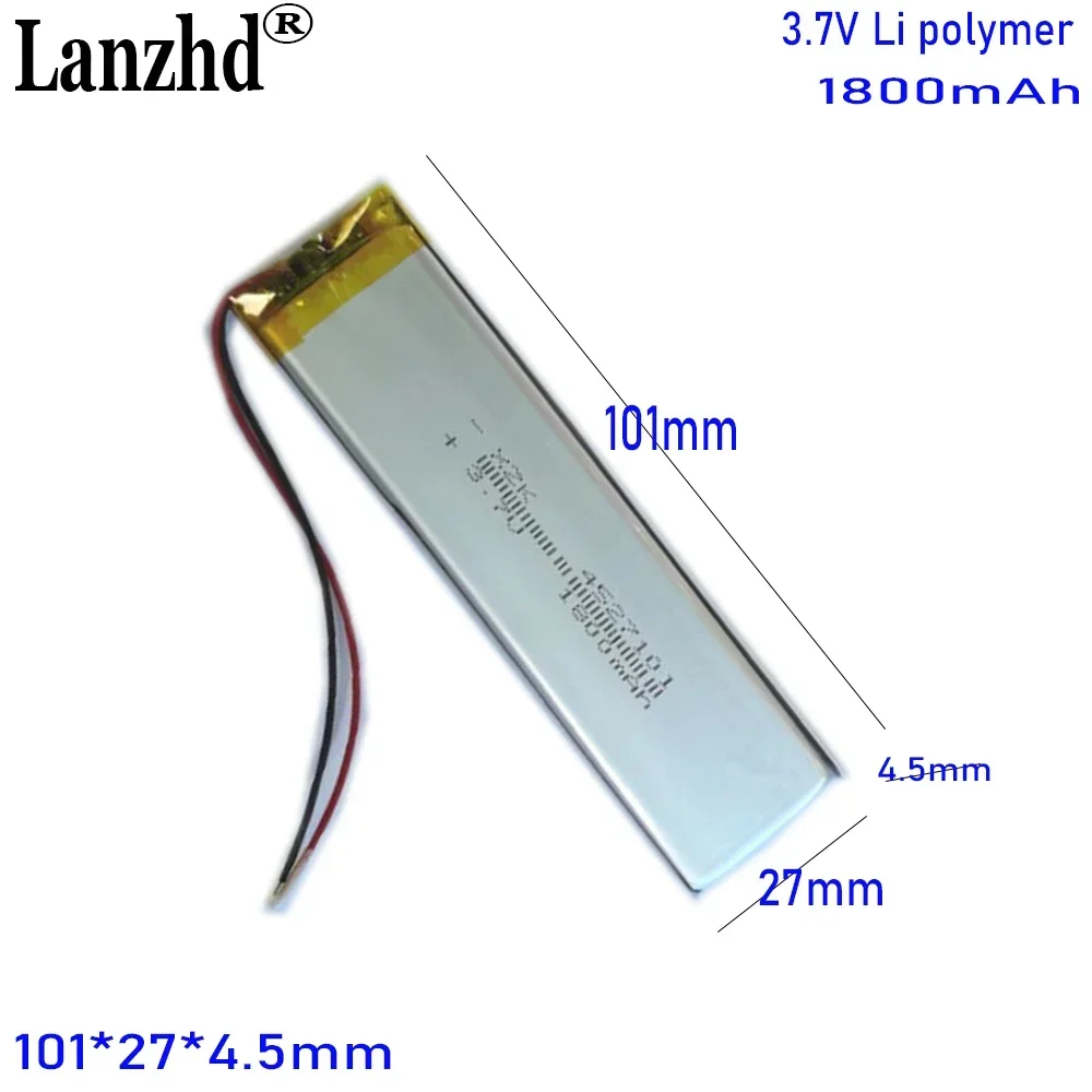 1-15 pcs Light bar battery 4527101 Polymer lithium battery 1800mAh 3.7V Cabinet wardrobe LED light Bluetooth speaker