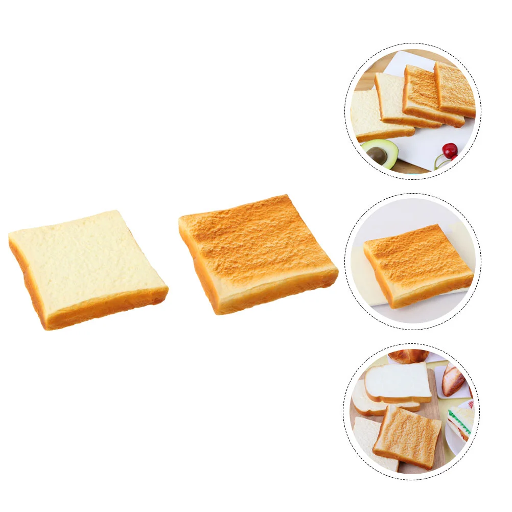 

2 Pcs Simulated Bread Models Fake Adornment Food Realistic Toy Pu Shape Display Props Artificial Breads Photo Decor Chic