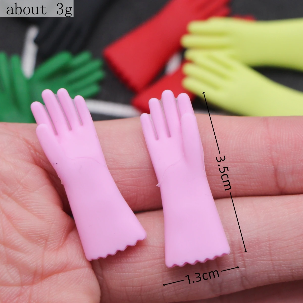 1Pair Dollhouse Miniature Simulation Gloves Long Sleeves Household Kitchen Cleaning Dishwashing Gloves Kid Painting Garden Acces