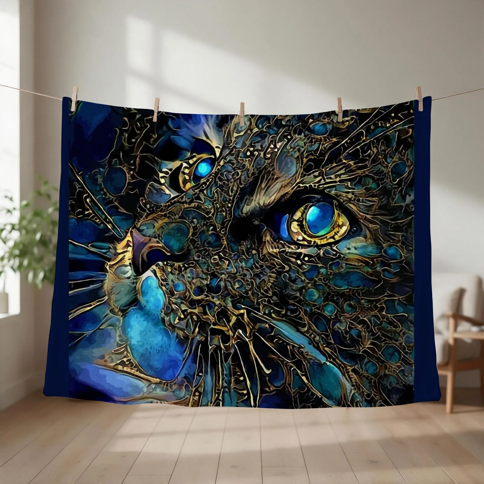 Cat jewell -cat, chat, cat, lea roche paintings Throw Blanket Heavy Multi-Purpose Soft christmas gifts Blankets