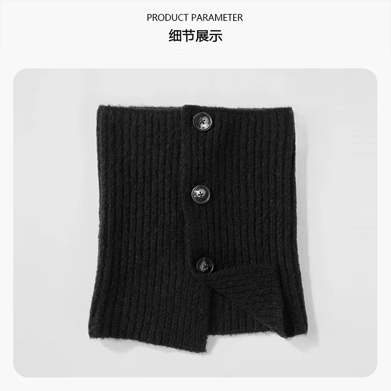 Women Knitted Bib False Collar Pullover Winter Fake Collars Warm Neck Protector Sleeve Split Neck Cover Coat Shawl Scarf