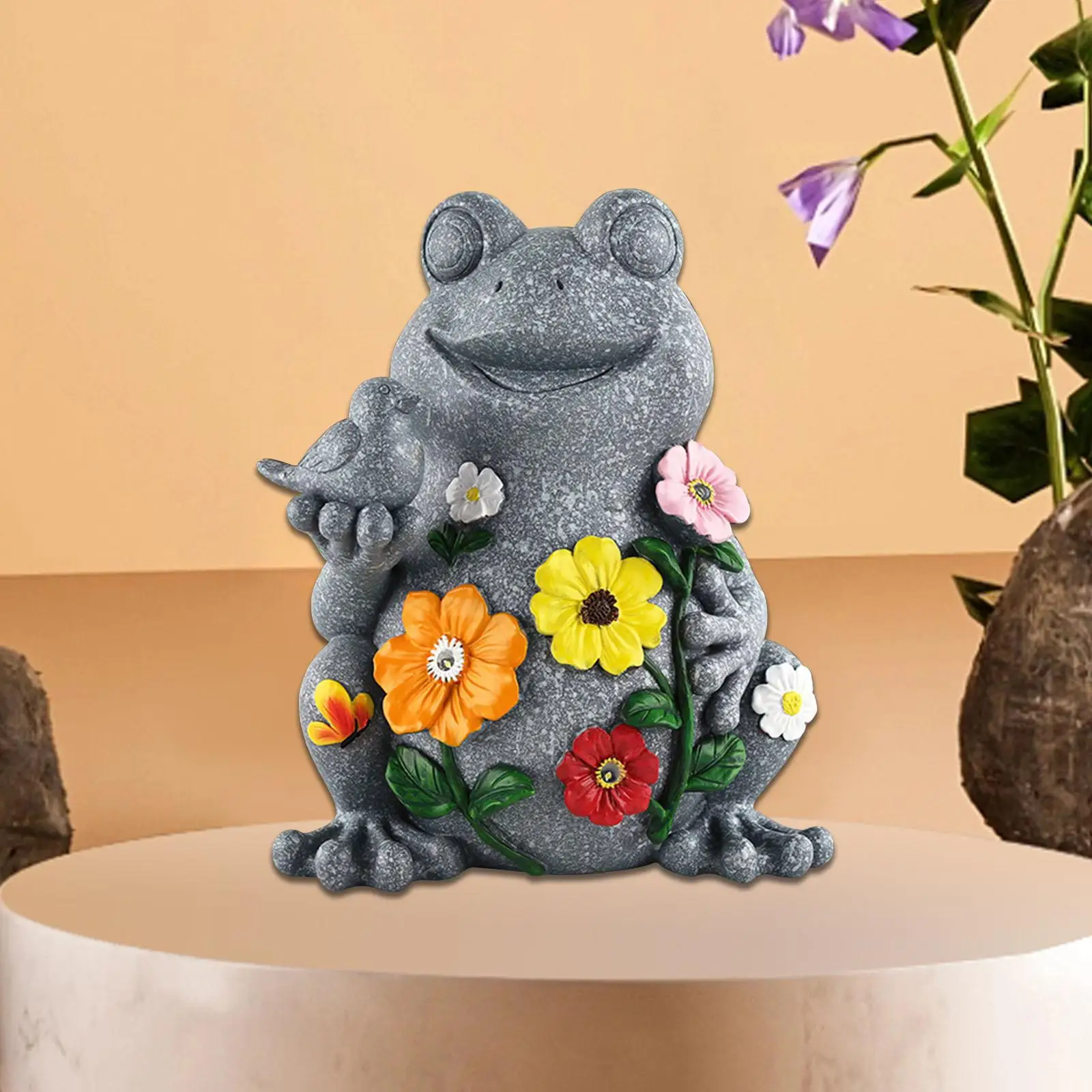 

Solar Garden Statue Frog Figurine Yard Ornament for Landscape Yard Backyard