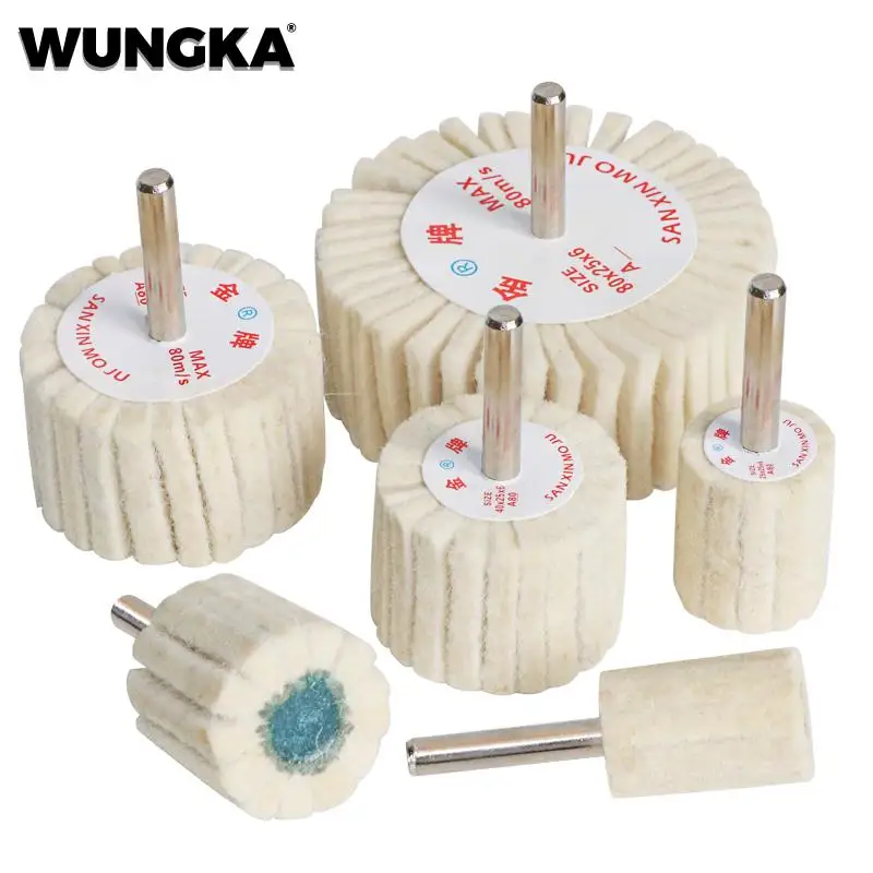 

1X 6mm Shank 20-80mm Pad Wool Felt Polishing Buffing Wheel Grinding Head Metals Rotary Tools Wheels Tool Drill Electric Grinder