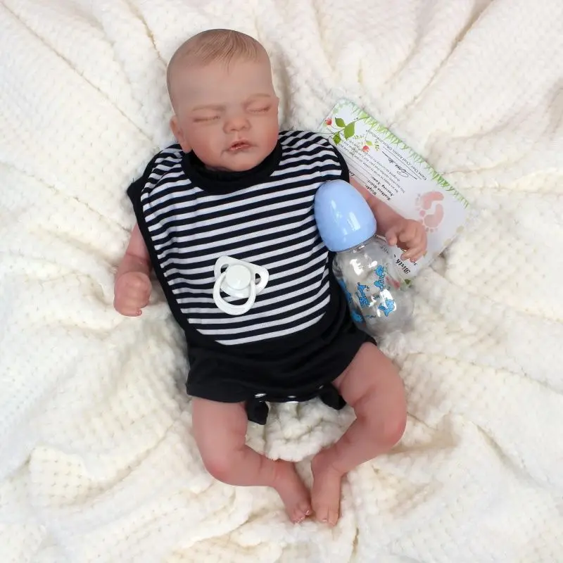 18 Inch Closed Eyes Vinyl Reborn Collectible Doll Realistic Simulation Figure for Display Collection