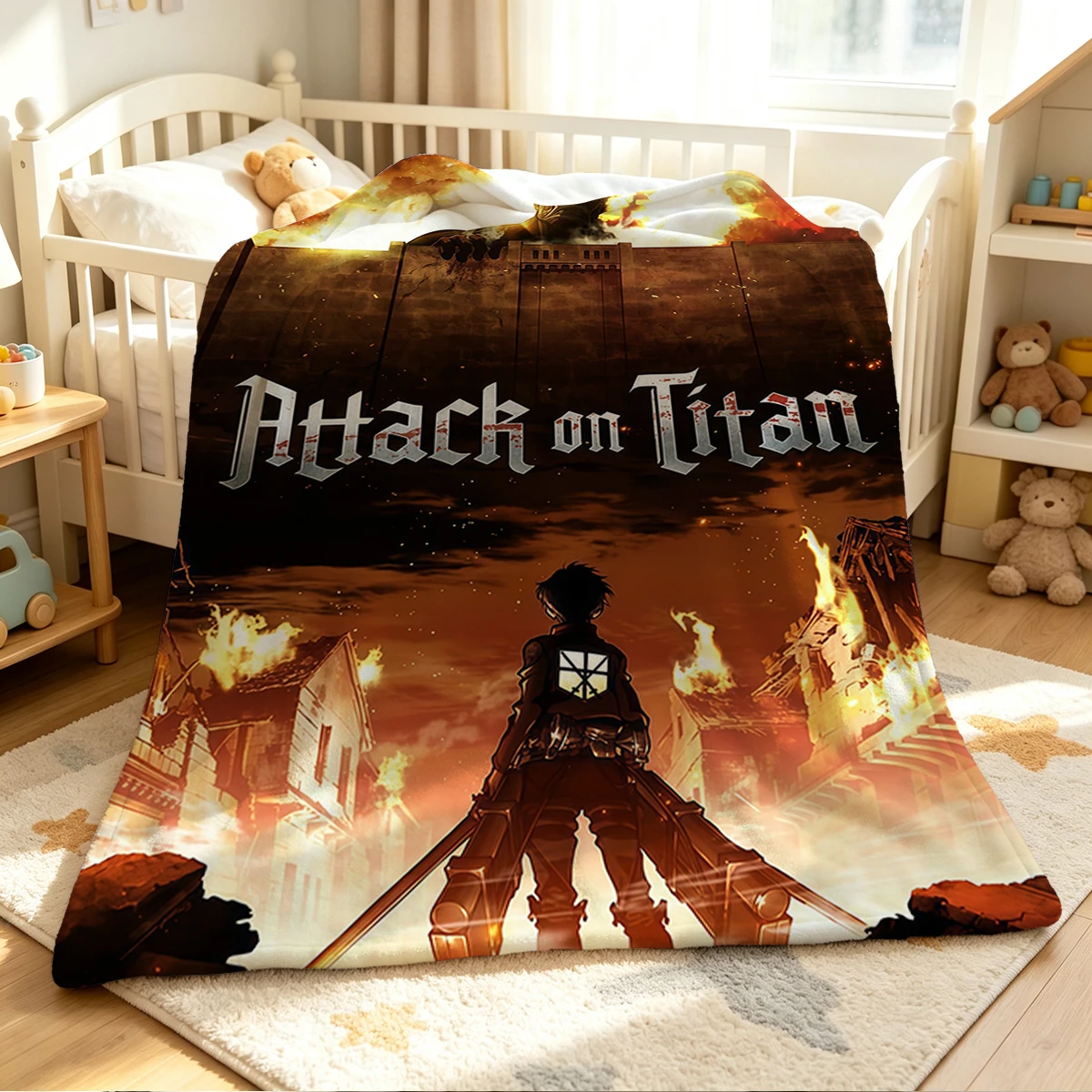 A-Attack On Titan Blanket Soft Cozy Throw for Sofa Bed Festive Holiday Decor Gift for Kids and Adults,Lightweight and Warm