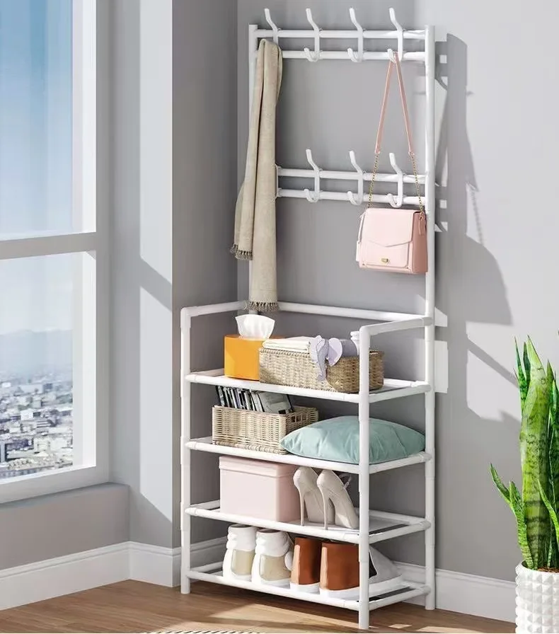 Clothes Hanger Multi-Layer Shoe Rack Doorway DIY Hat And Shoes Shelf Simple Floor-Standing Living Room Organizer Storage Racks