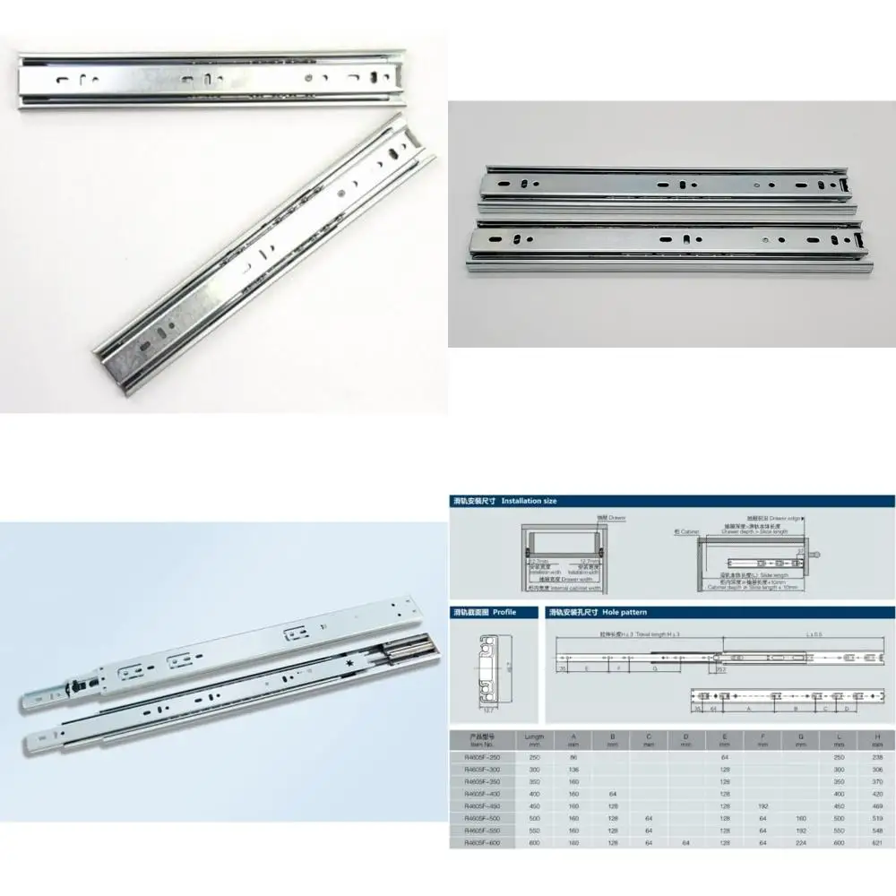 

Heavy Duty Ball Bearing Drawer Slides, 100 LB Load Capacity, 22 Zinc Finish, Set of 5 Pairs