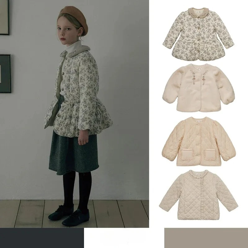 

Children's Coat 2025 Autumn/Winter LOU Girls' Long-sleeved Cotton with Thick Embroidery and Cotton Warmth for Outings Kid Top