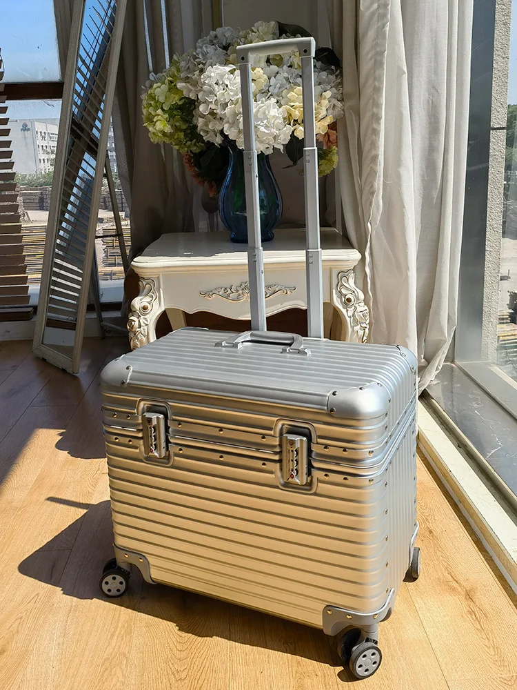 すべてのアルミニウムマグネシウム合金写真撮影荷物機内持ち込みスーツケースフリップアップカバー 20 インチカメラボックス水平バージョン男性女性トラベルバッグ