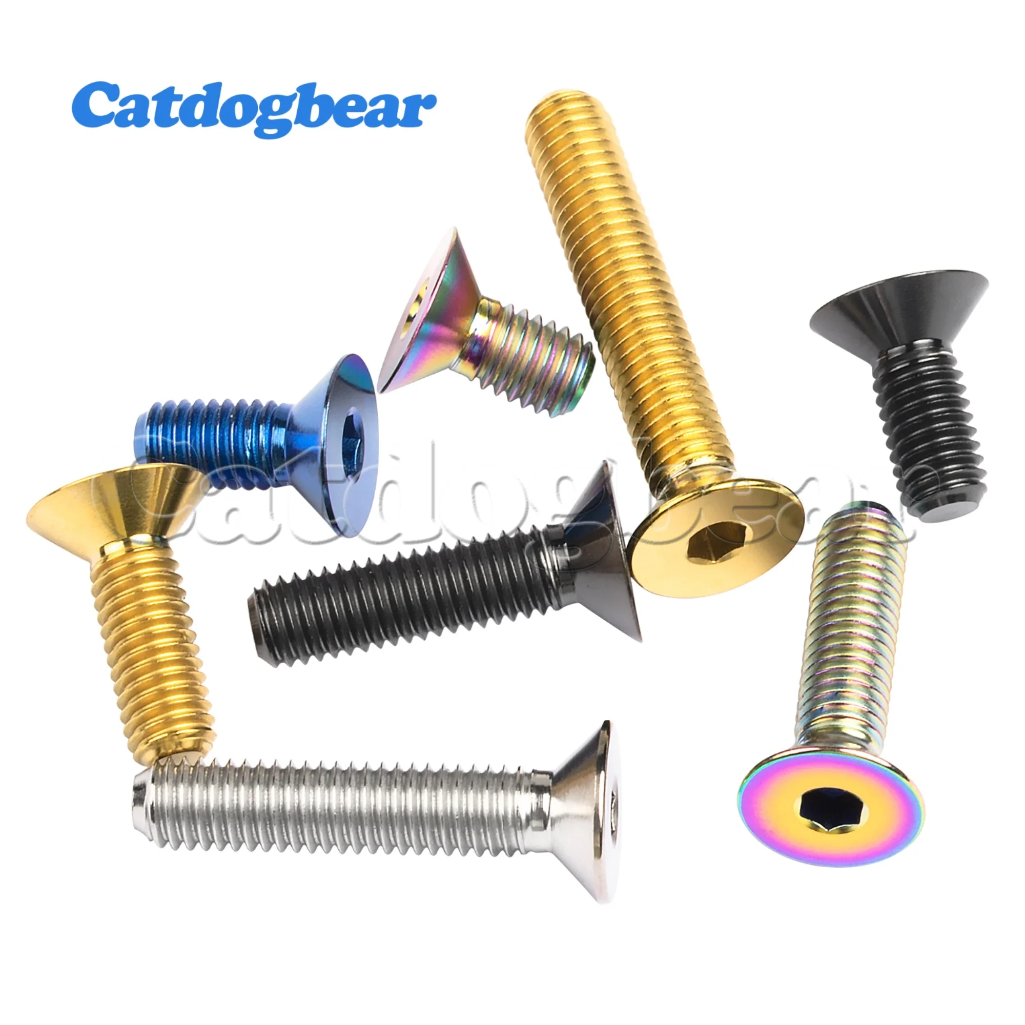 Catdogbear Titanium Alloy M5 Countersunk Head Bolt Socket Head Cap Screw For Bicycle 6mm 8mm 10mm 12mm 15mm 20mm