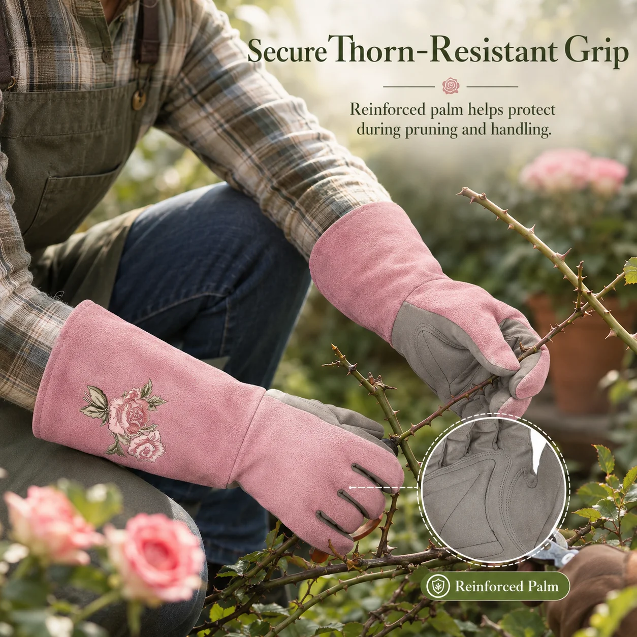 1pair Gardening Thorn Proof Long Gloves Garden Planting Pruning Tool Lawn Hands Protector Waterproof Trimming Gardening Glove