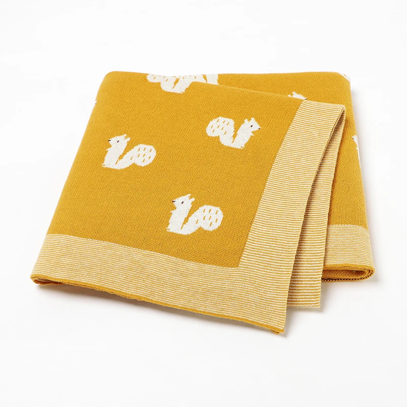 

Baby Blanket Cotton Knit Newborn Infant Boy Girl Stroller Swaddle Cute Cartoon Squirrel Toddler Kid Bedding Sofa Quilt 100*80CM