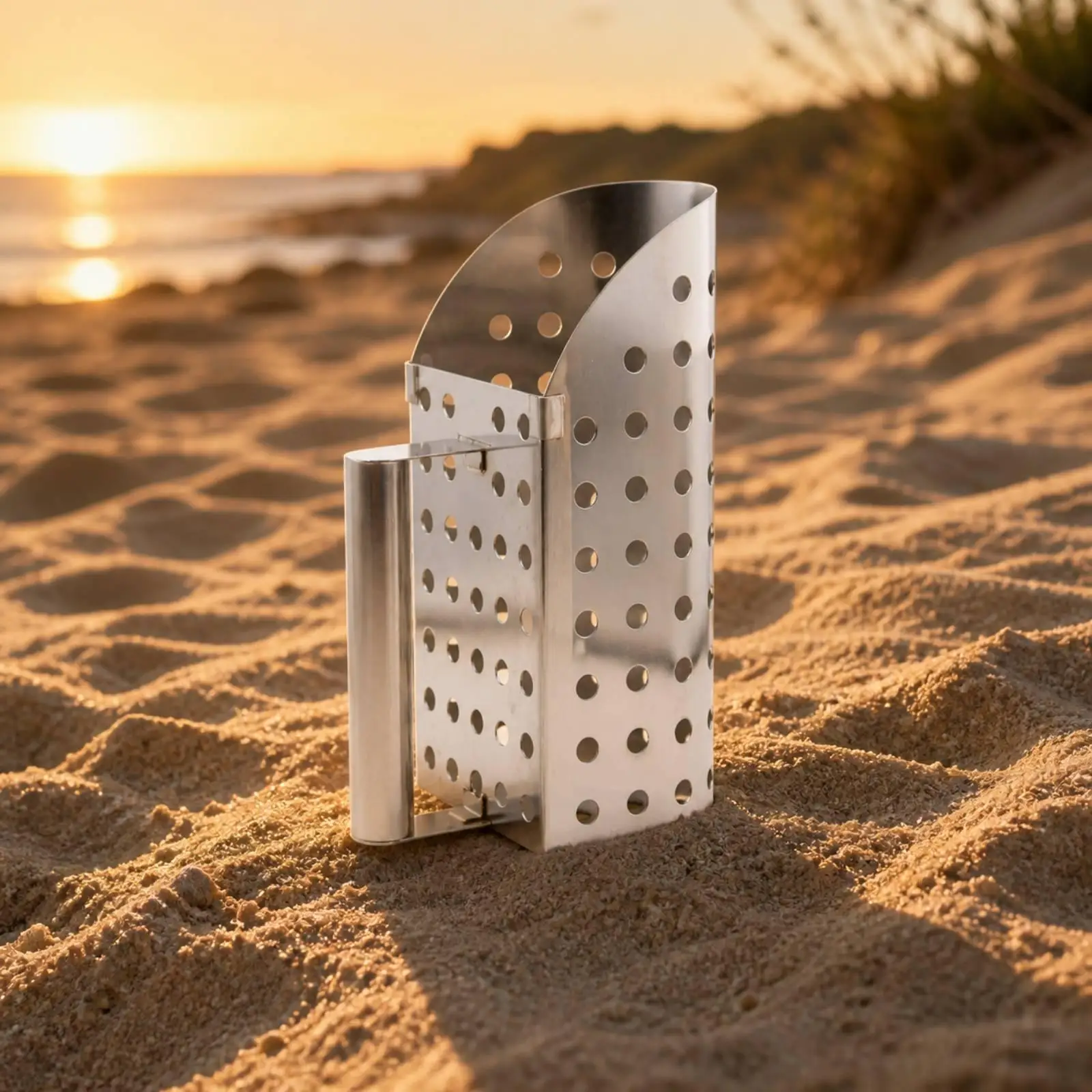 Sand Sifting Shovel Stainless Steel Beach Tool with Perforated Scoop for Garden Sieve and Outdoor Search