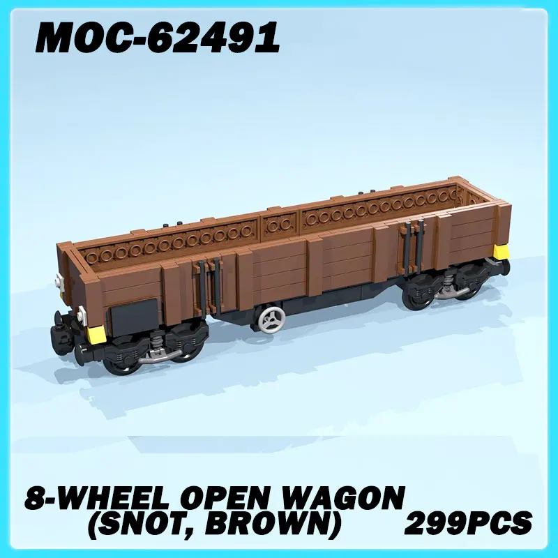 

MOC-62491 Mini Train Building Block Series 8-Wheel Open Wagon (SNOT, brown) Model Brick Puzzle Education Toy Gifts 299PCS