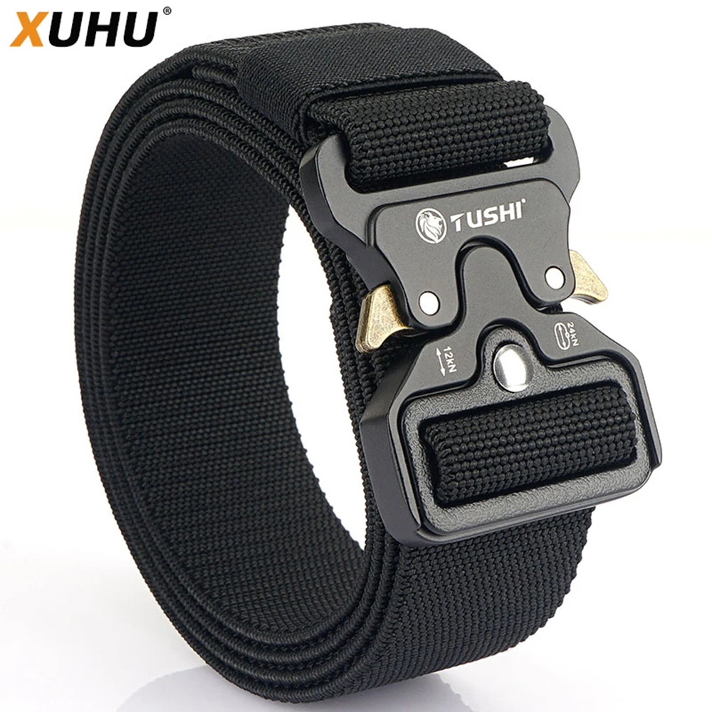 XUHU Men Belt Outdoor Hunting Tactical Belt Multi-Function Aluminum Alloy Buckle Nylon Belt High Quality Marine Corp Canvas Belt