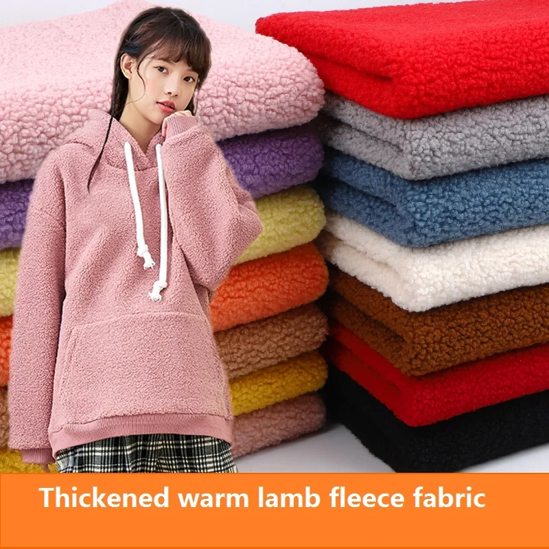 160cm Width Winter Thick Lamb Wool Fabric Warm Coral Fleece Plush Lining Clothes Coats Dolls DIY Apparel Sewing Fabric 550 G /M