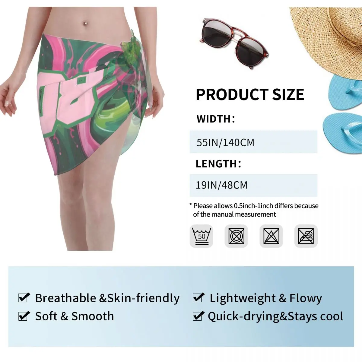 Custom Pretty Girl 1908 หมายเลขผู้หญิงสั้นSarongs Beach Wrapผู้หญิงชายหาดบิกินี่Wrap AKA Sorority Sarongsชุดว่ายน้ํา