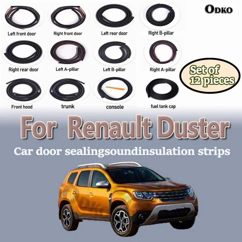 Car Door Seal Strip Rubber Noise Insulation Dustproof Seal Strip Not easy to Fall off For Renault Duster Car Accessories 12Pcs