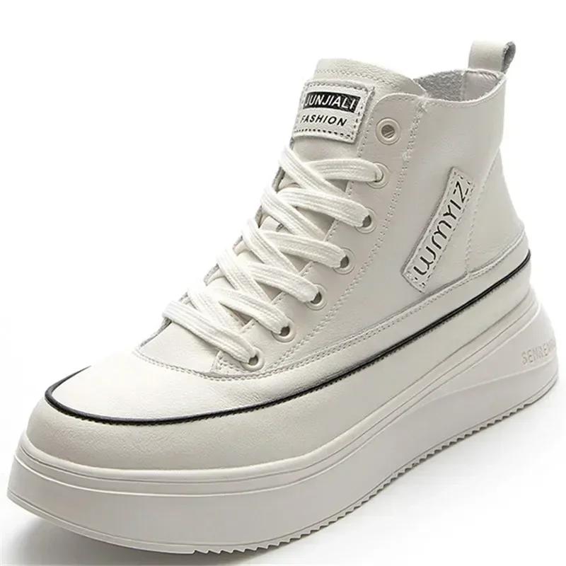 

Pop Woman’s Shoes Breathable High Top White Flat With Women Sneakers Casual Comfortable Sport Shoes Outdoors Lace-up Female Shoe