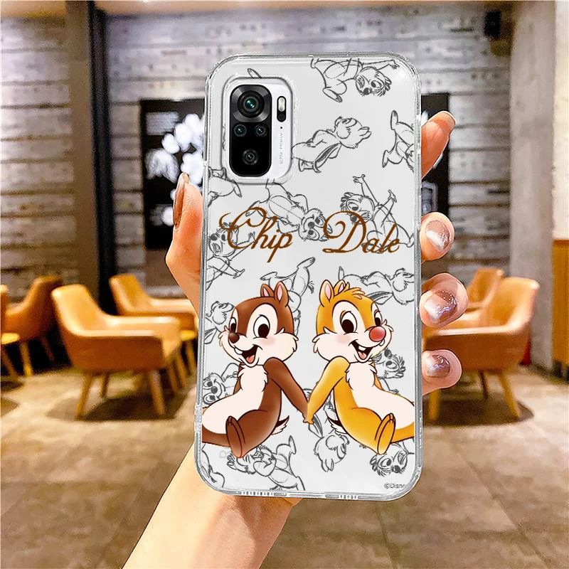 Disney Chip \'n\' Dale dla Xiaomi Redmi Note 12 10 11 9 9 Pro Plus Speed 11S 11T 10S 9T 9S 8 5G przezroczysta obudowa telefonu