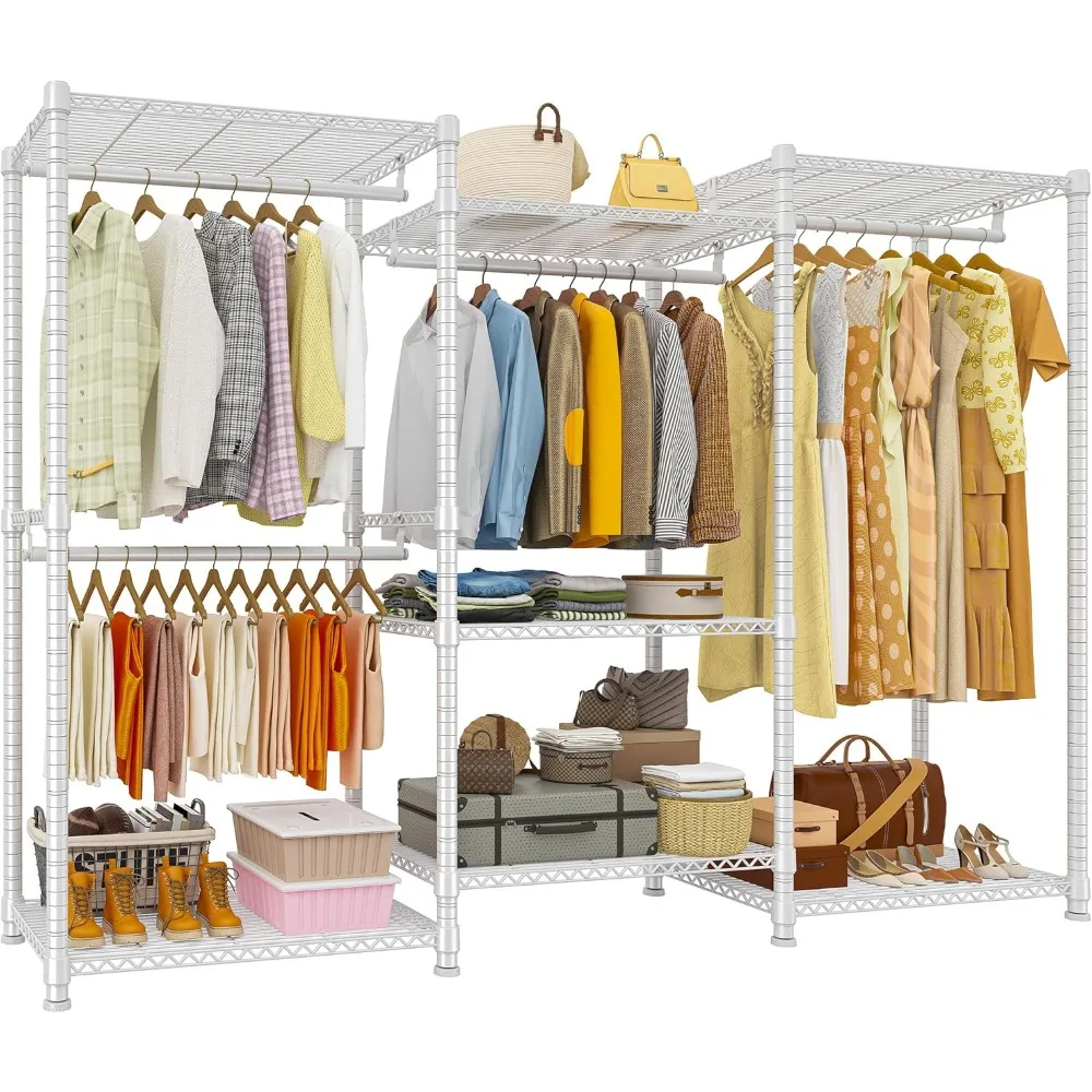 

Heavy Duty Clothes Rack Load 900Lbs, Clothing Rack for Hanging Clothes, Portable Closet