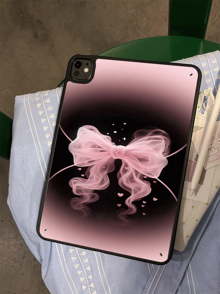 Y2K Pink Bow Heart Gradient Tablet Case Cute For iPad Mini 6 7 8.3