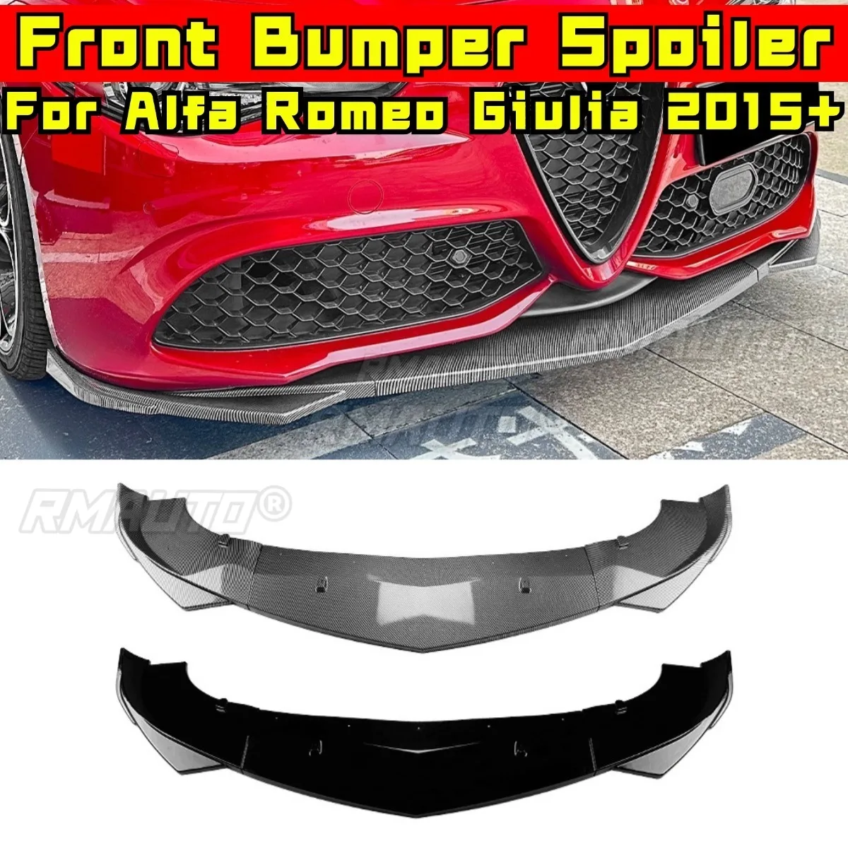 

For Alfa Romeo Giulia 2015+Sport Car Front Bumper Lip Splitter Diffuser Body Kit Bumper Guard Protector Cover Car Accessories