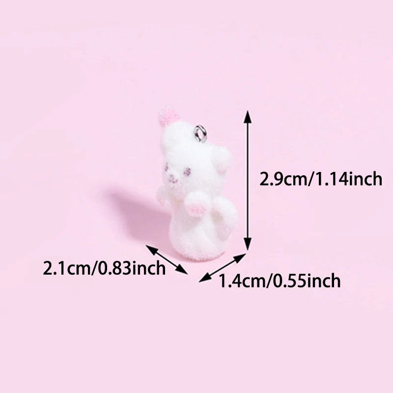 Simpatico ciondolo portachiavi con coniglio floccato Kawaii 3D peluche amanti degli animali ciondolo per cellulare borsa con ciondolo zaino regalo decorativo