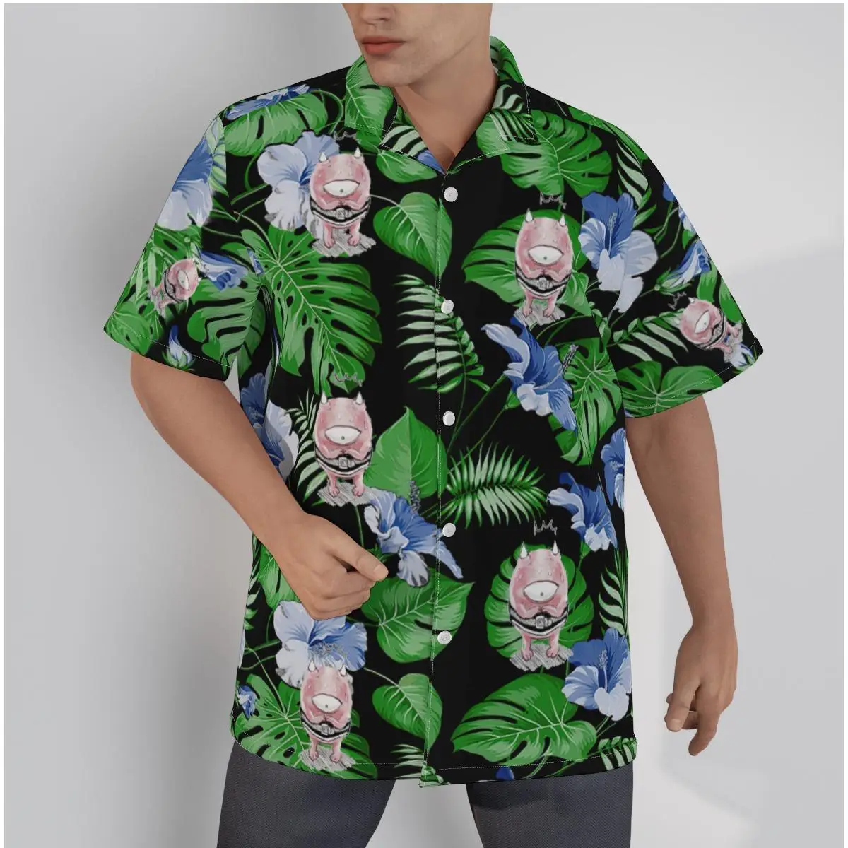 Camisa hawaiana de manga corta para hombre, Tops rojos informales de verano con botones, 3D