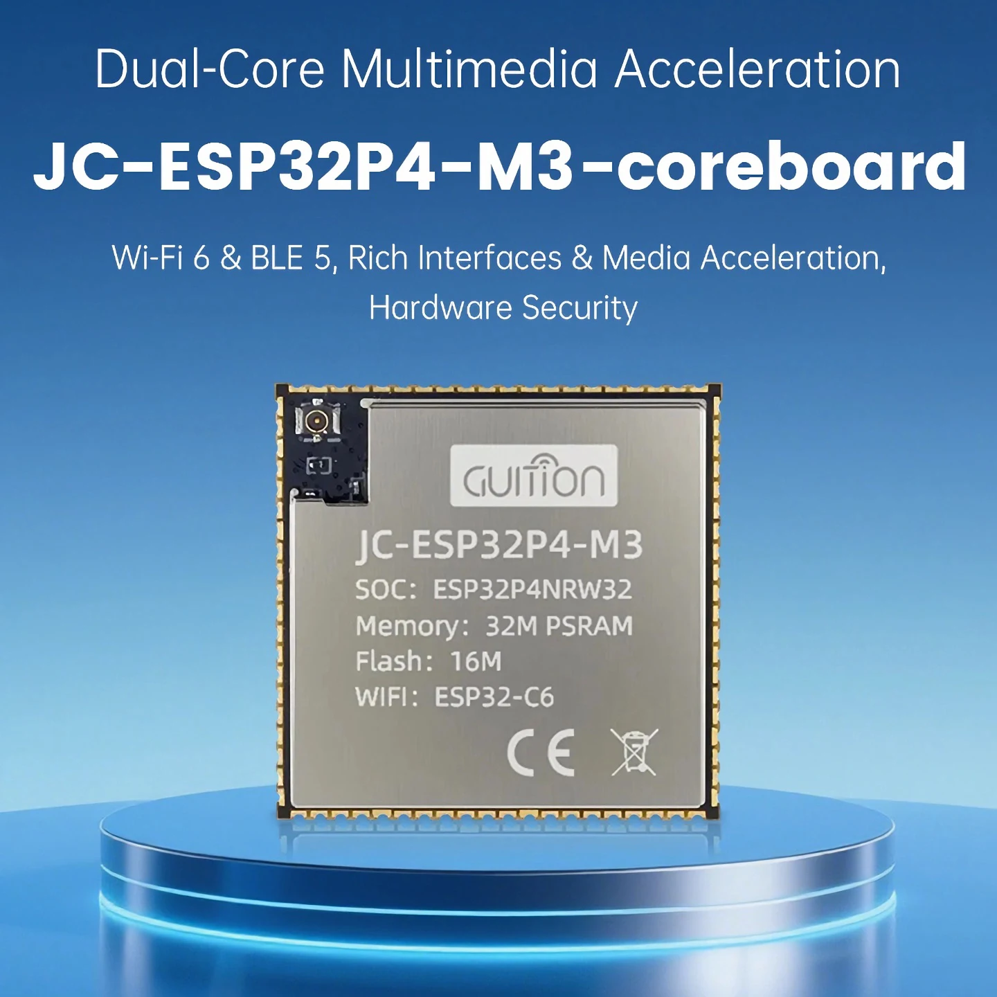 

JC-ESP32P4-M3 Dual-Core ESP32P4NRW32 SoC 32MB PSRAM 16MB Flash Memory ESP32-C6 WiFi BT BLE 5 ESP32P4 Core Board Module