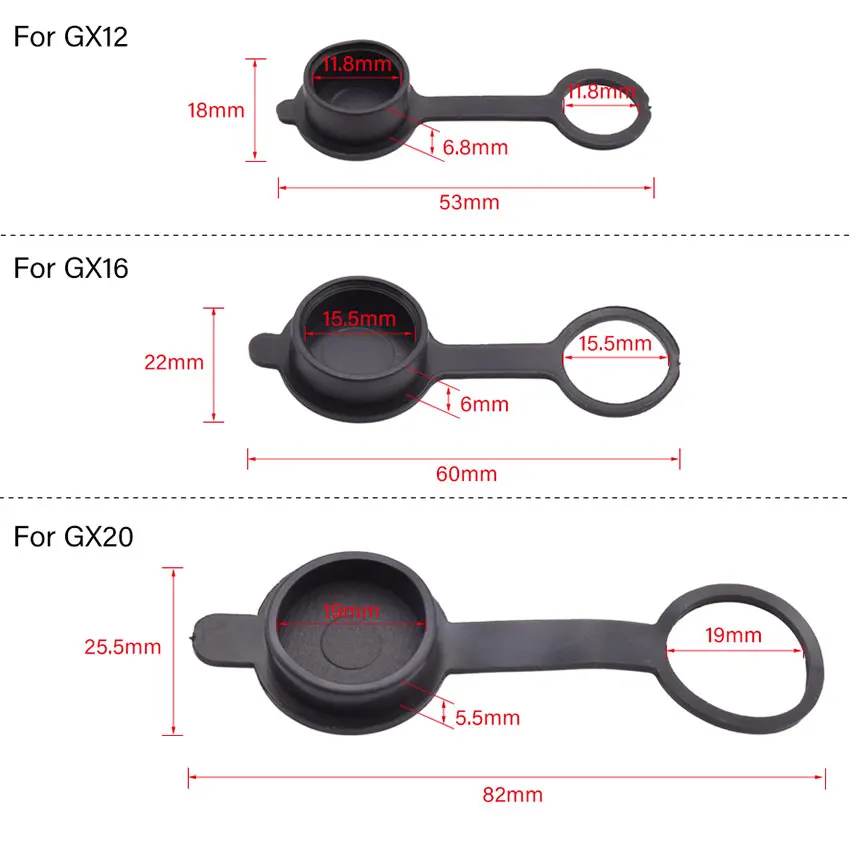 Cltgxdd 1Piece GX16 Gx12 GX20  Aviation Plug Protective Cover Rubber Waterproof Dust Cap Welding Cable Connectors