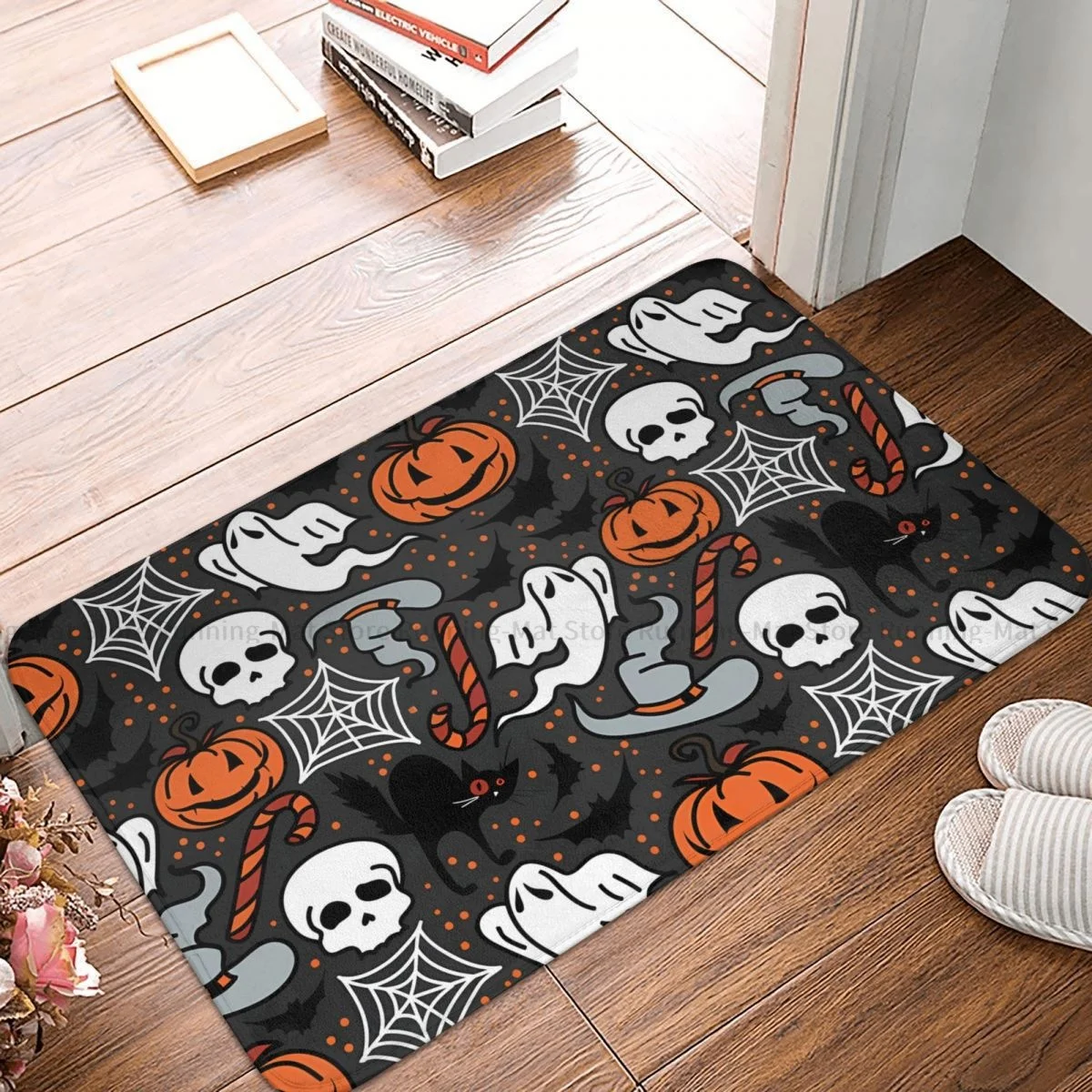 Halloween Anti-Slip Doormat Kitchen Mat Doodle Ghosts Hallway Carpet Entrance Door Rug Bedroom Decorative