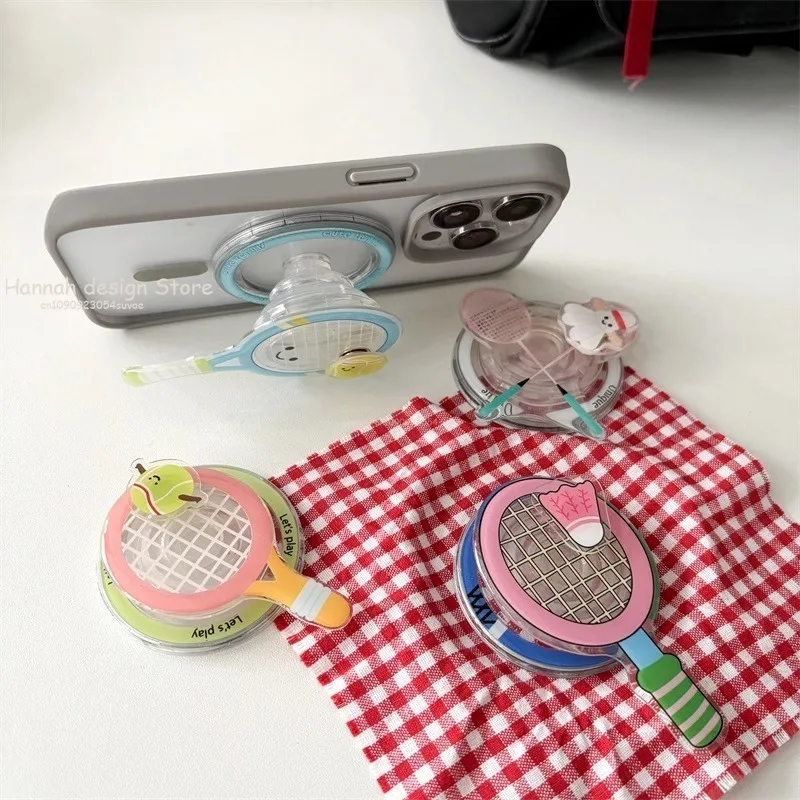 

Korean Cute Rotatable Table Tennis Badminton For Magsafe Holder Magnetic Phone Grip Tok For iPhone Samsung Bracket Stand