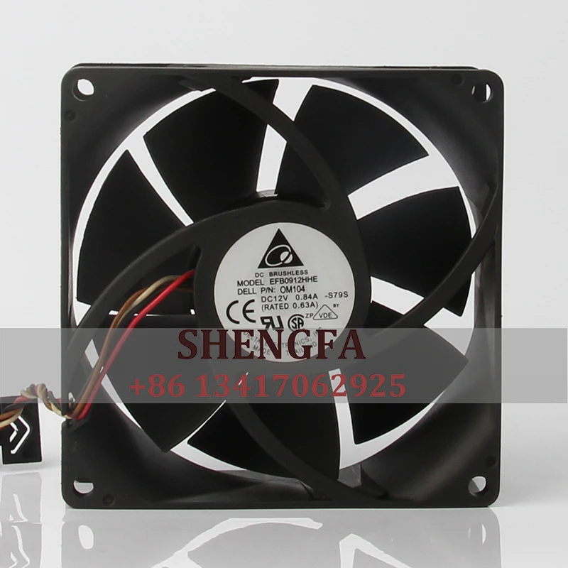 DELTA EFB0912HHE Case Cooling Fan DC12V 0.84A 9038 9cm 92x92x38MM Violent Double Ball Bearing Centrifugal Blower