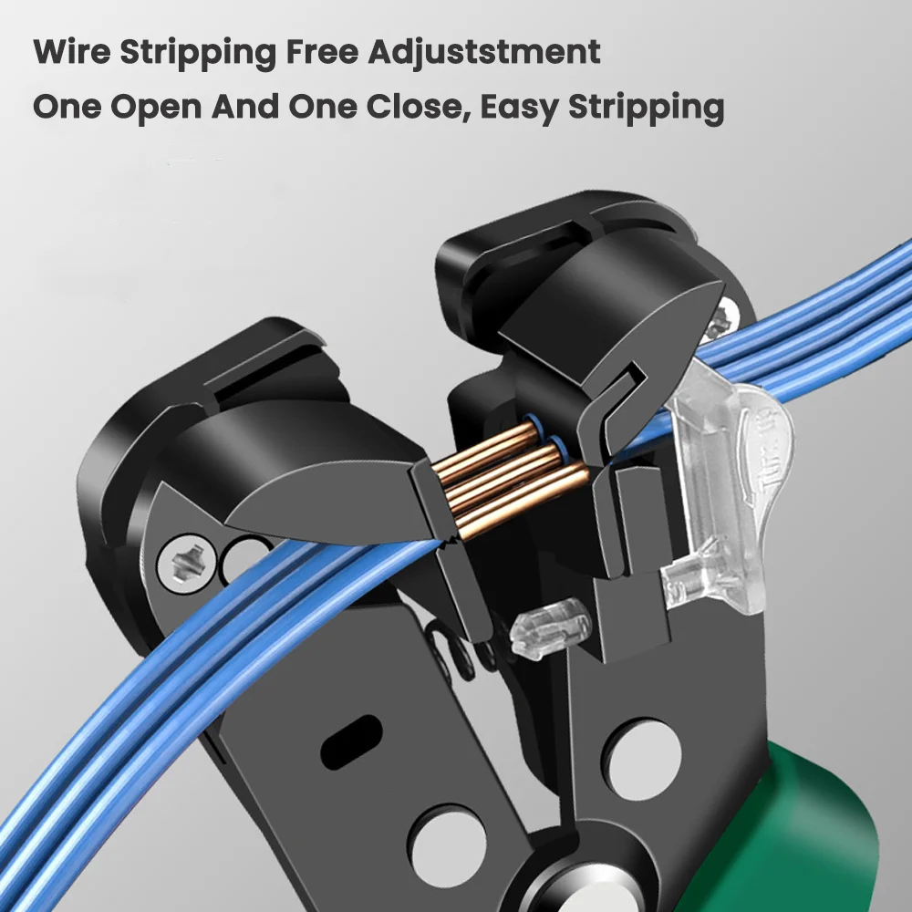 Multifunctional Automatic Wire Stripper Hand Tool Adjustable Length Flat Wire Cutter Crimper for Electricians