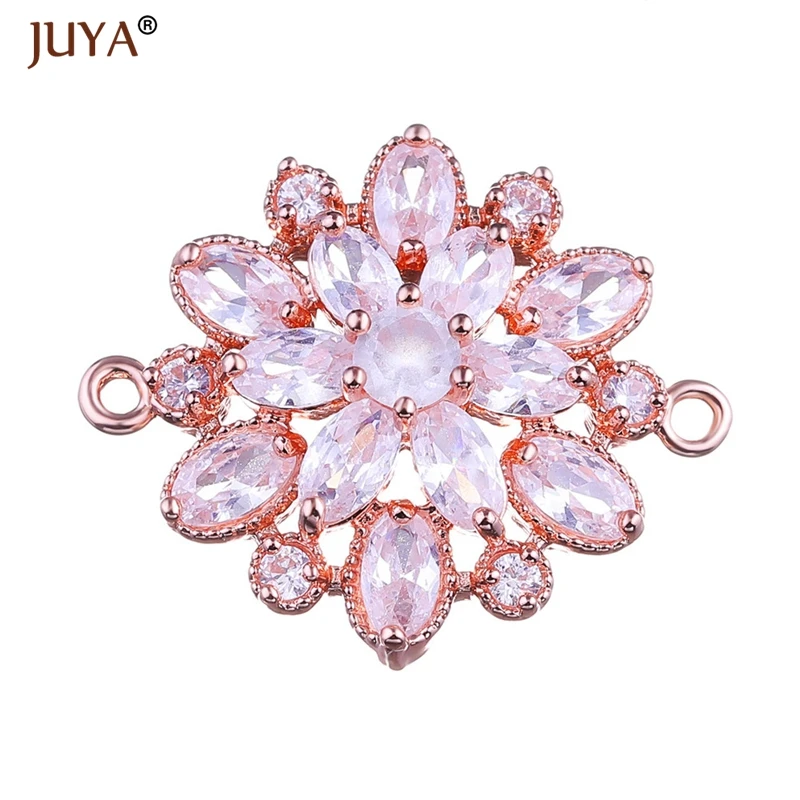 New luxury AAA Austrian cubic zirconia crystal flower charms connectors for jewelry making diy bracelets necklaces earrings