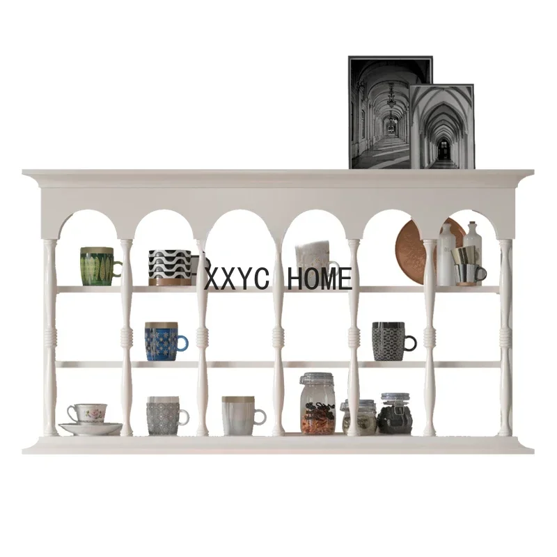 

Modern Storage Rack Mid-Ancient Cup Holder Solid Wood Retro Closet Cream White Silent Style
