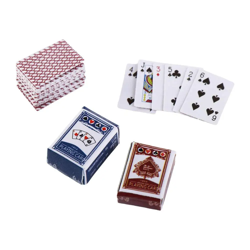 Cards Games Funny Models Toy Home Decoration Mini Playing Cards Miniature Games Poker Miniature Playing Poker Cards