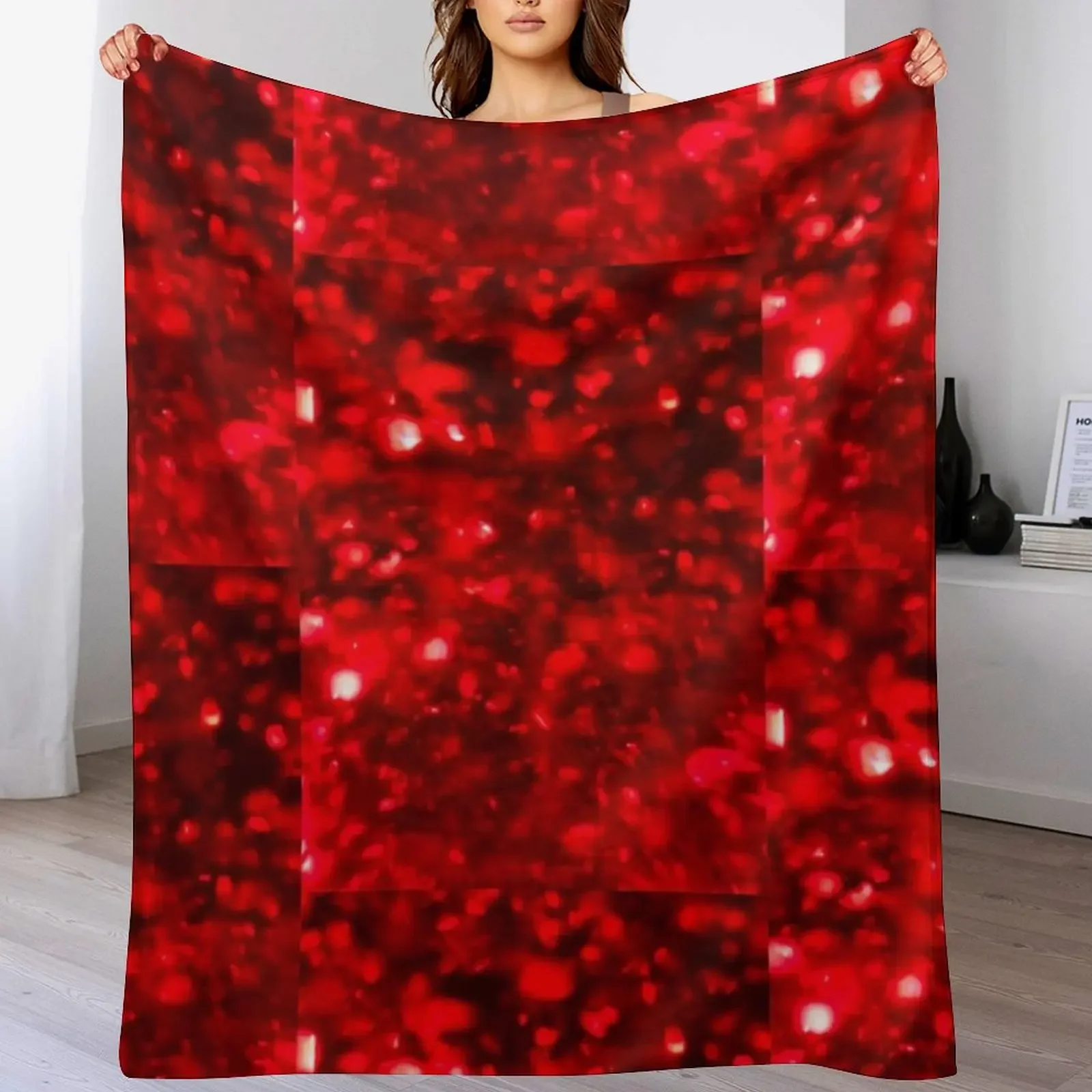 Sparkly Red Throw Blanket for sofa Beautifuls Flannel manga Blankets