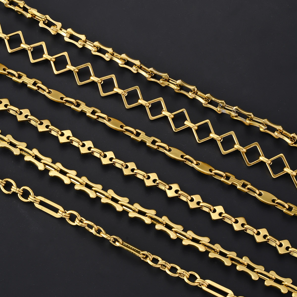 1 Stück Damen- und Herrenarmband, Halskette aus Edelstahl, handgefertigte, riesige, quadratische Knochenform-Gliederkette, schmuck, antiallergisch – Detail 10