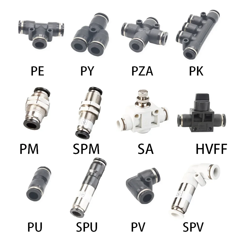 Pipes Pneumatic Fittings Butt Joint 4/6/8/10/12/14/16mm Compressor Air Hose Accessories Quick Connectors One-way Connect Parts