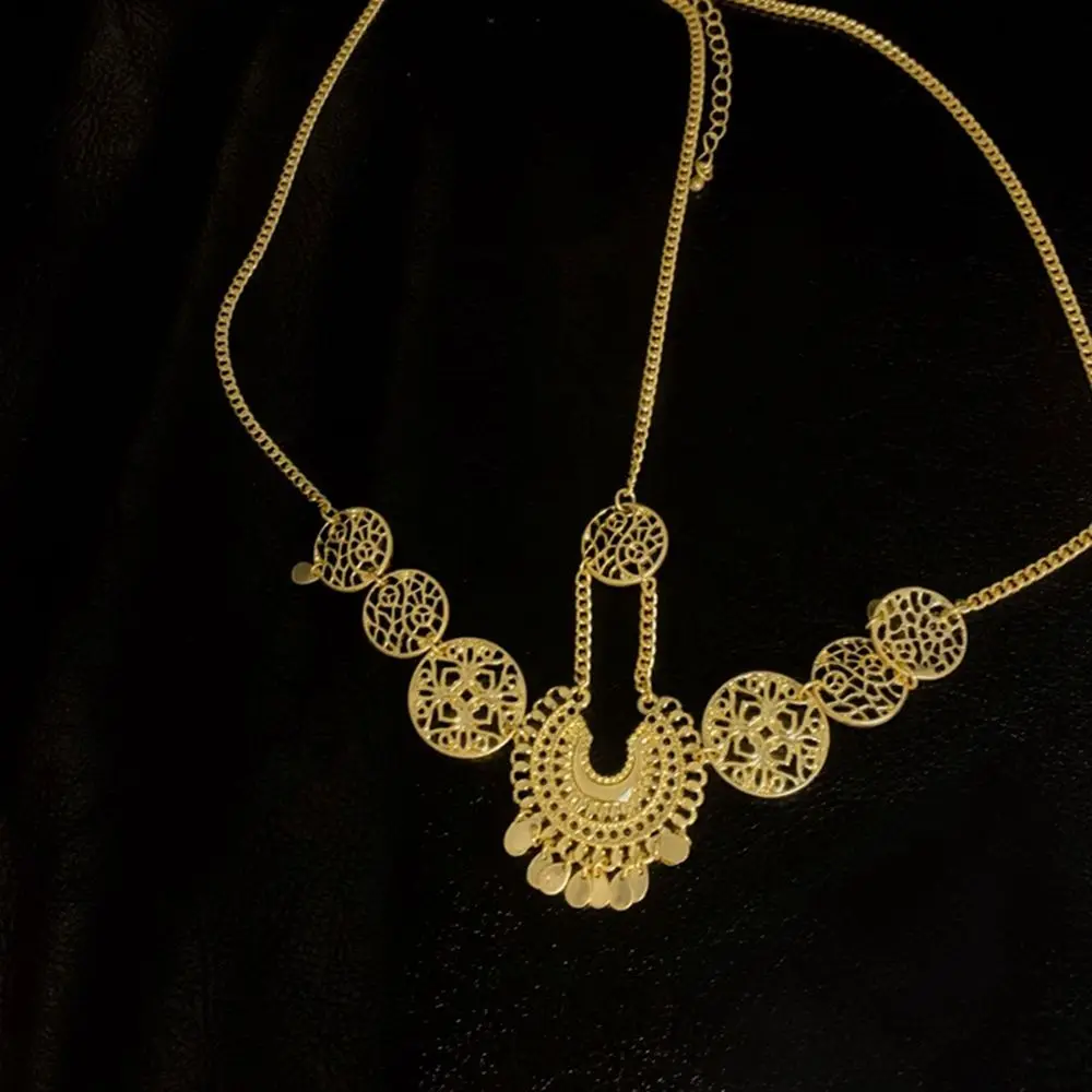 Retro Exquisite Crown Headdress Hair Accessories Bridal Women Exotic Head Chain Metal Headband Forehead Chain Bohemian Jewelry
