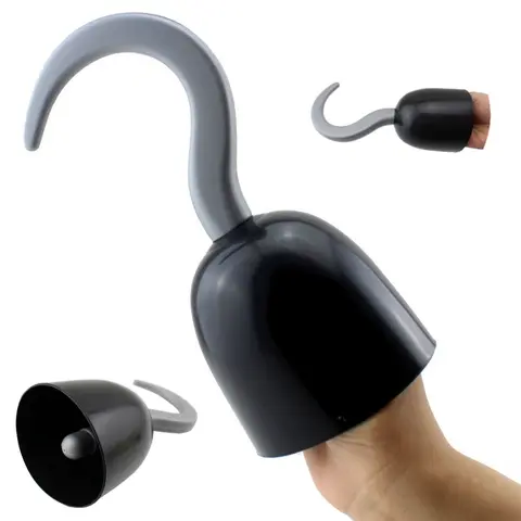 Halloween Pirate Hook Hand Prop with Black Plastic Material Novelty Costume Accessory for Kids and Adults' Cosplay Parties