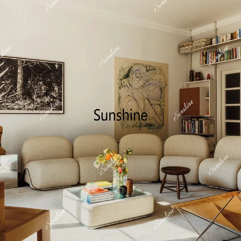 Minimalist design with freely modular combinations, creative multi-person vintage style sofa