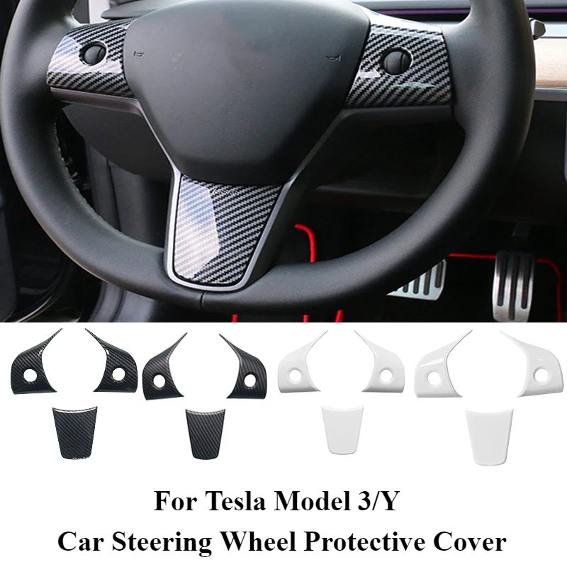 

Для Tesla Model 3Y автомобильный руль, защитная накладка, наклейка из АБС-пластика, матовая нашивка из углеродного волокна, модифицированное украшение, аксессуары