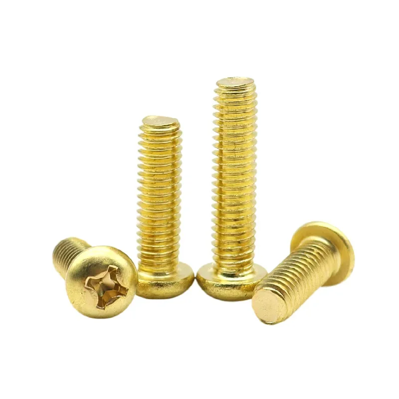 10pcs M2 M2.5 M3 M4 Copper Phillips Screw Pan Head Phillip Screw Metric Thread Machine Bolt Golden Screw Wood Board Furniture